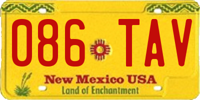 NM license plate 086TAV