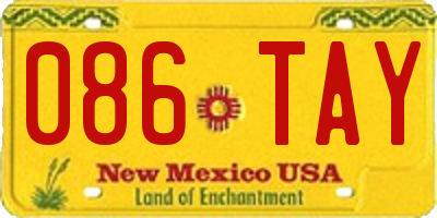 NM license plate 086TAY