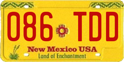 NM license plate 086TDD