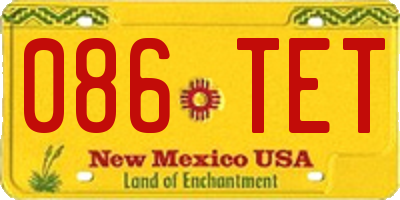 NM license plate 086TET