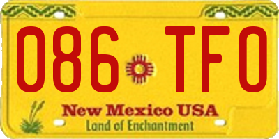 NM license plate 086TFO