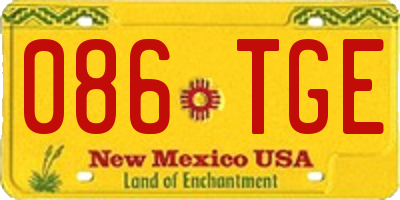 NM license plate 086TGE
