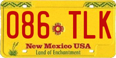 NM license plate 086TLK