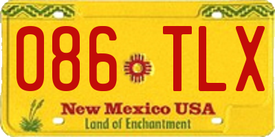 NM license plate 086TLX