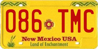 NM license plate 086TMC