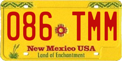 NM license plate 086TMM