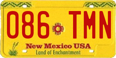 NM license plate 086TMN