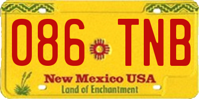 NM license plate 086TNB