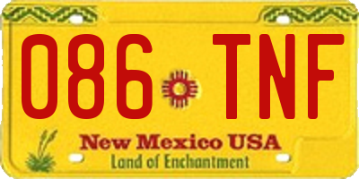 NM license plate 086TNF