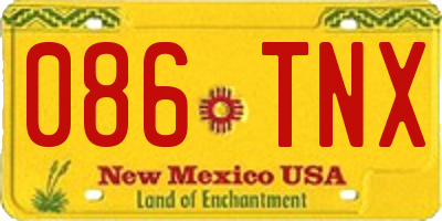 NM license plate 086TNX