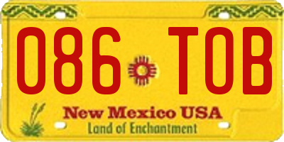 NM license plate 086TOB