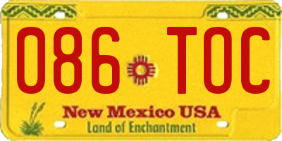 NM license plate 086TOC