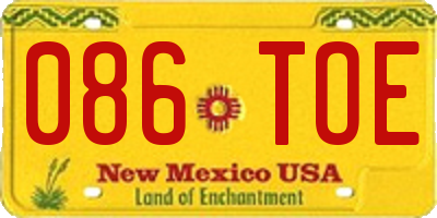NM license plate 086TOE