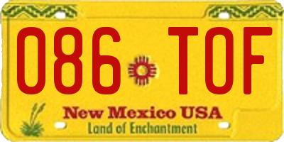 NM license plate 086TOF