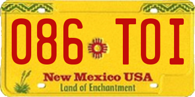 NM license plate 086TOI