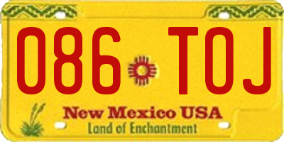 NM license plate 086TOJ