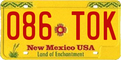 NM license plate 086TOK