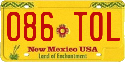 NM license plate 086TOL