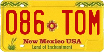 NM license plate 086TOM