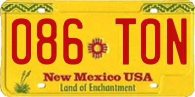 NM license plate 086TON