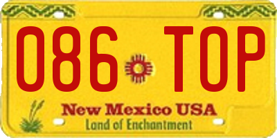 NM license plate 086TOP