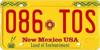 NM license plate 086TOS