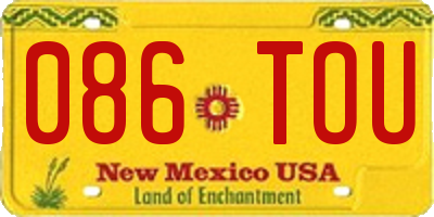NM license plate 086TOU