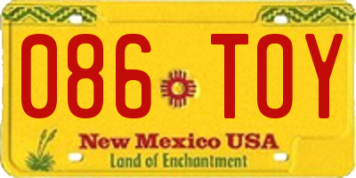 NM license plate 086TOY