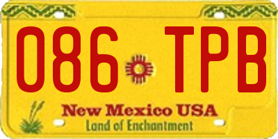 NM license plate 086TPB