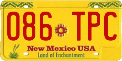 NM license plate 086TPC