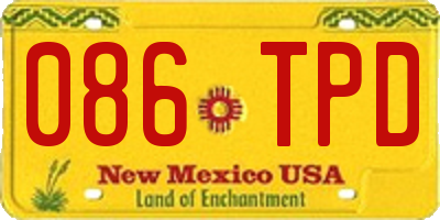 NM license plate 086TPD