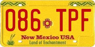 NM license plate 086TPF