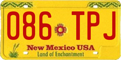 NM license plate 086TPJ