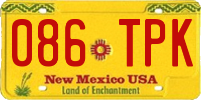 NM license plate 086TPK
