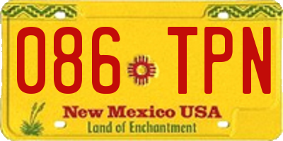 NM license plate 086TPN