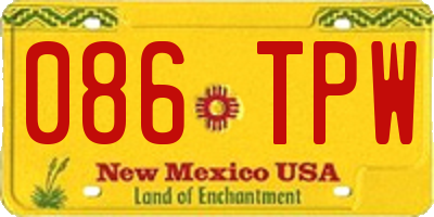NM license plate 086TPW