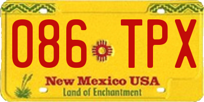 NM license plate 086TPX