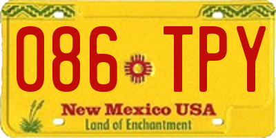 NM license plate 086TPY