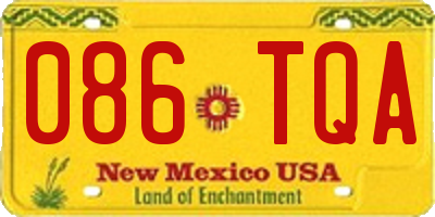 NM license plate 086TQA