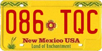 NM license plate 086TQC