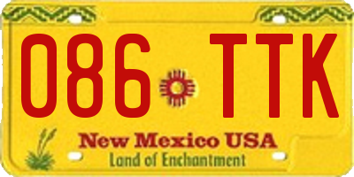 NM license plate 086TTK