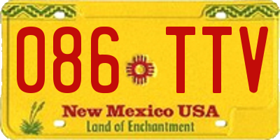 NM license plate 086TTV