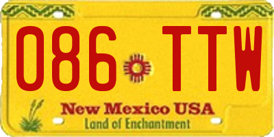 NM license plate 086TTW