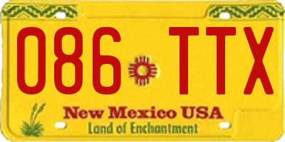 NM license plate 086TTX