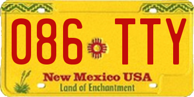 NM license plate 086TTY