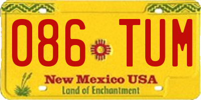 NM license plate 086TUM