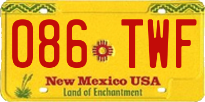 NM license plate 086TWF