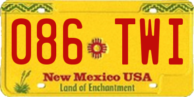 NM license plate 086TWI