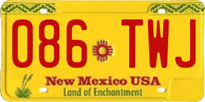 NM license plate 086TWJ