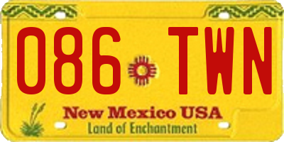 NM license plate 086TWN